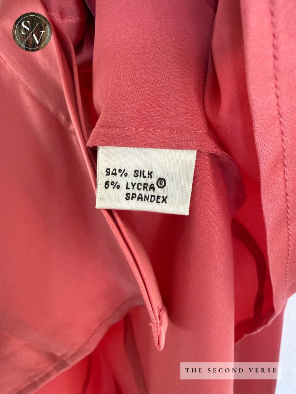 Vintage Talbots Stretch Silk Long Sleeve Buttondown Women's Coral Shirt Size 12 - Picture 10 of 10